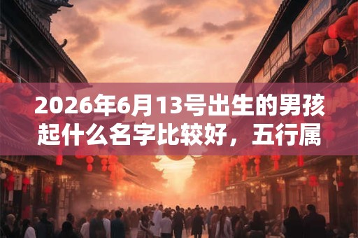 2026年6月13号出生的男孩起什么名字比较好，五行属什么