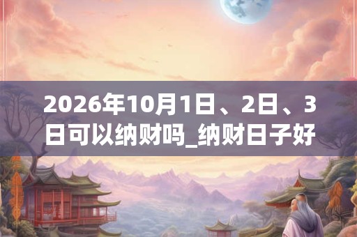 2026年10月1日、2日、3日可以纳财吗_纳财日子好吗