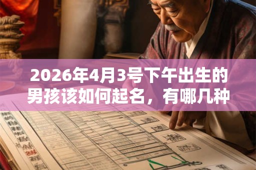 2026年4月3号下午出生的男孩该如何起名，有哪几种方法？