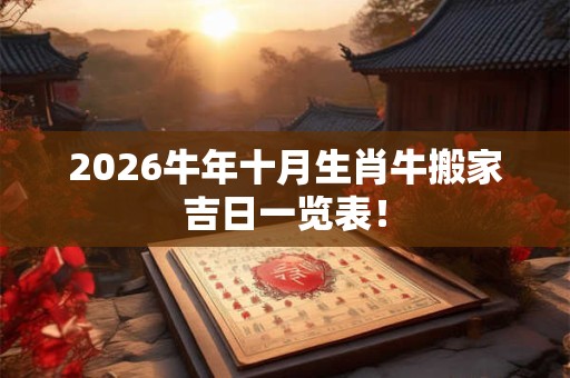 2026牛年十月生肖牛搬家吉日一览表！