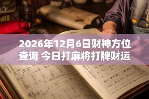 2026年12月6日财神方位查询 今日打麻将打牌财运方位