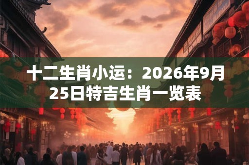 十二生肖小运：2026年9月25日特吉生肖一览表