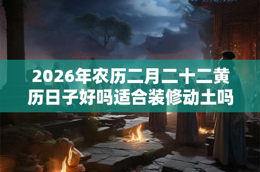 2026年农历二月二十二黄历日子好吗适合装修动土吗？