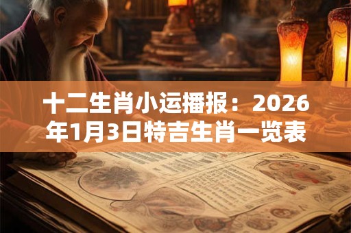 十二生肖小运播报：2026年1月3日特吉生肖一览表