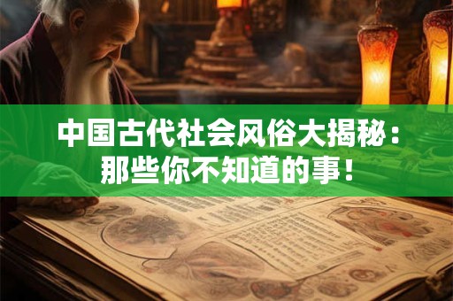 中国古代社会风俗大揭秘：那些你不知道的事！