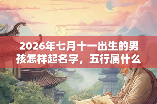 2026年七月十一出生的男孩怎样起名字，五行属什么
