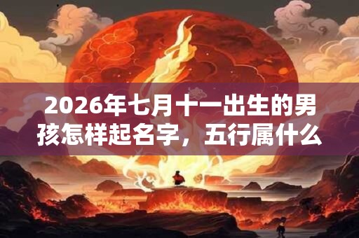 2026年七月十一出生的男孩怎样起名字，五行属什么