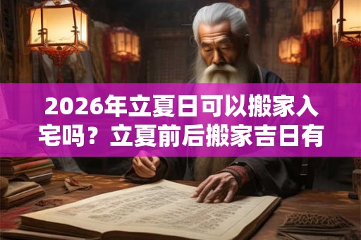 2026年立夏日可以搬家入宅吗？立夏前后搬家吉日有哪些？