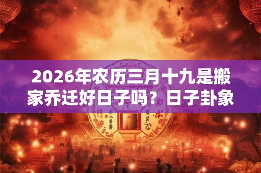 2026年农历三月十九是搬家乔迁好日子吗？日子卦象好吗？