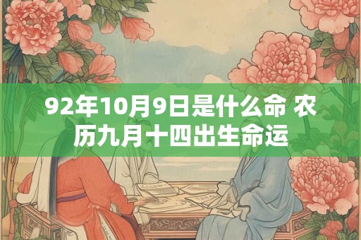 92年10月9日是什么命 农历九月十四出生命运