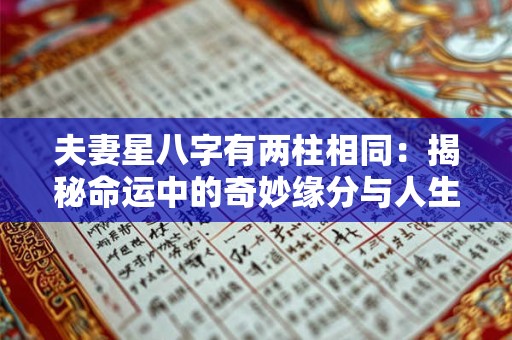 夫妻星八字有两柱相同:揭秘命运中的奇妙缘分与人生策略 夫妻星八字有两柱相同:揭秘命运中的奇妙缘分与人生策略