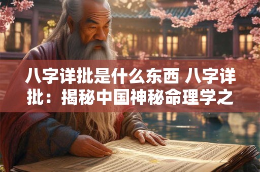 八字详批是什么东西 八字详批：揭秘中国神秘命理学之玄机