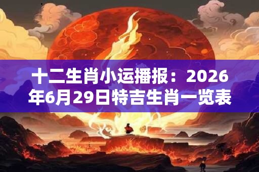 十二生肖小运播报：2026年6月29日特吉生肖一览表