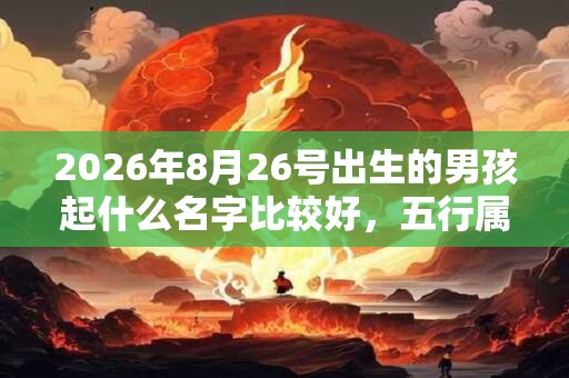 2026年8月26号出生的男孩起什么名字比较好，五行属什么