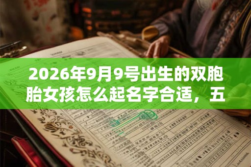 2026年9月9号出生的双胞胎女孩怎么起名字合适，五行属什么？