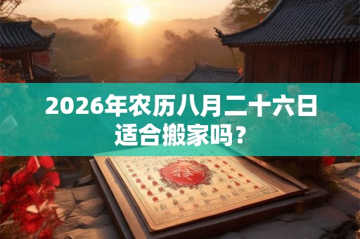 2026年农历八月二十六日适合搬家吗？