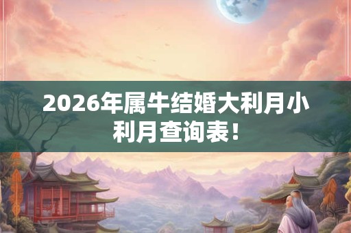 2026年属牛结婚大利月小利月查询表！