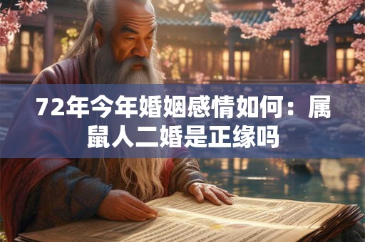 72年今年婚姻感情如何：属鼠人二婚是正缘吗