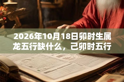 2026年10月18日卯时生属龙五行缺什么，己卯时五行缺什么