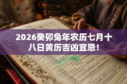 2026癸卯兔年农历七月十八日黄历吉凶宜忌！