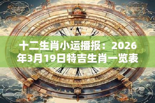 十二生肖小运播报：2026年3月19日特吉生肖一览表