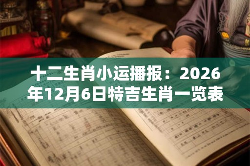 十二生肖小运播报：2026年12月6日特吉生肖一览表
