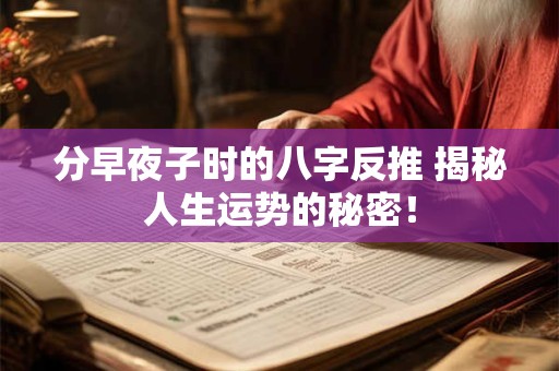 分早夜子时的八字反推 揭秘人生运势的秘密！