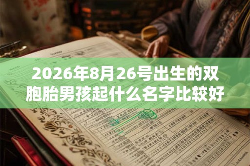 2026年8月26号出生的双胞胎男孩起什么名字比较好，五行属什么