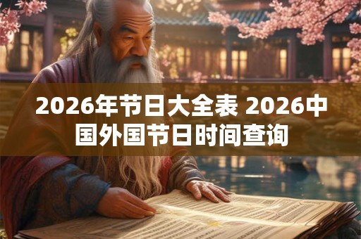 2026年节日大全表 2026中国外国节日时间查询