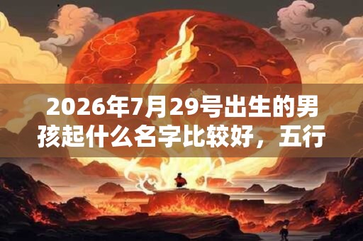 2026年7月29号出生的男孩起什么名字比较好，五行属什么
