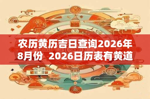 农历黄历吉日查询2026年8月份  2026日历表有黄道吉日
