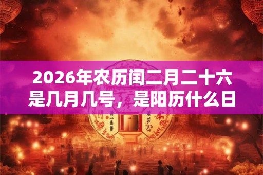 2026年农历闰二月二十六是几月几号，是阳历什么日子？