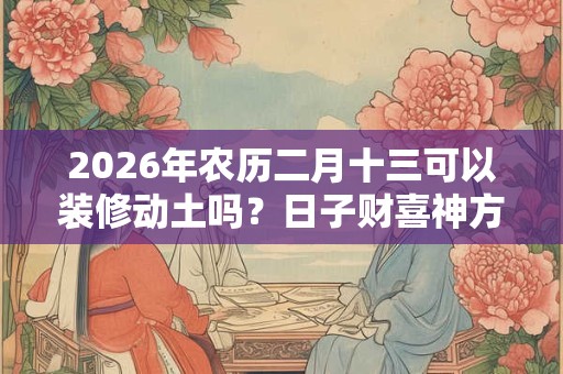 2026年农历二月十三可以装修动土吗？日子财喜神方位？