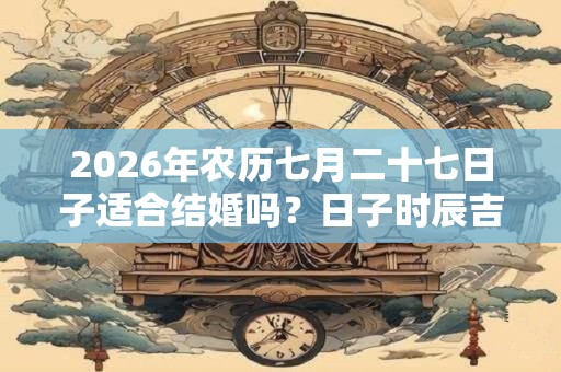 2026年农历七月二十七日子适合结婚吗？日子时辰吉凶？