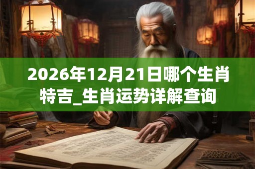 2026年12月21日哪个生肖特吉_生肖运势详解查询