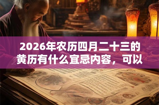 2026年农历四月二十三的黄历有什么宜忌内容，可以装修动土吗？