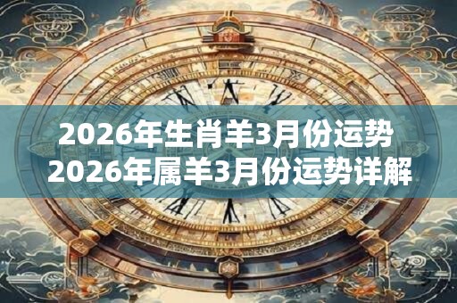2026年生肖羊3月份运势 2026年属羊3月份运势详解 2026年生肖羊3月份运势 2026年属羊3月份运势详解