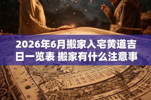 2026年6月搬家入宅黄道吉日一览表 搬家有什么注意事项