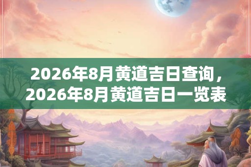 2026年8月黄道吉日查询，2026年8月黄道吉日一览表