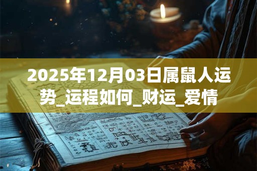 2025年12月03日属鼠人运势_运程如何_财运_爱情