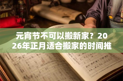 元宵节不可以搬新家？2026年正月适合搬家的时间推荐