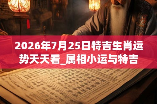 2026年7月25日特吉生肖运势天天看_属相小运与特吉生肖播报