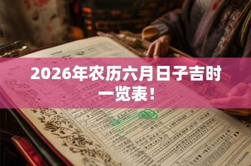 2026年农历六月日子吉时一览表! 2026年农历六月日子吉时一览表!