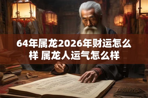 64年属龙2026年财运怎么样 属龙人运气怎么样