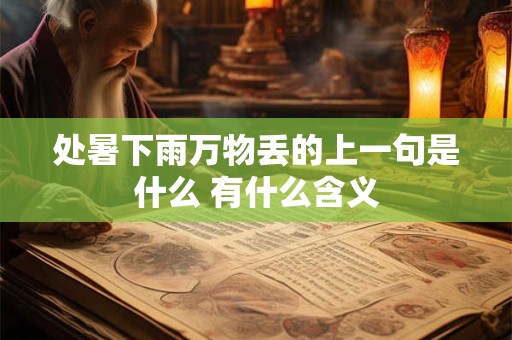 处暑下雨万物丢的上一句是什么 有什么含义