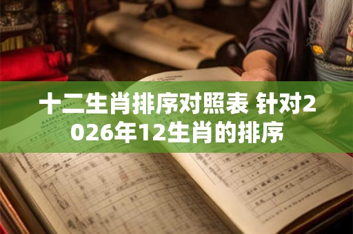 十二生肖排序对照表 针对2026年12生肖的排序