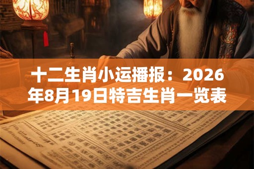 十二生肖小运播报:2026年8月19日特吉生肖一览表 十二生肖小运播报:2026年8月19日特吉生肖一览表