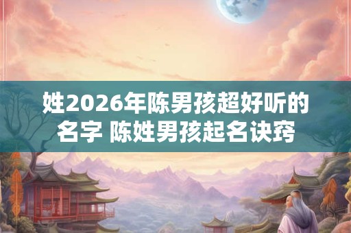 姓2026年陈男孩超好听的名字 陈姓男孩起名诀窍