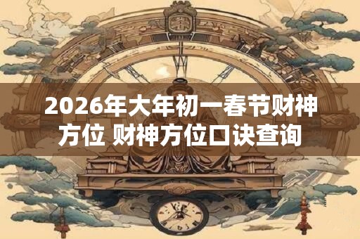2026年大年初一春节财神方位 财神方位口诀查询 2026年大年初一春节财神方位 财神方位口诀查询