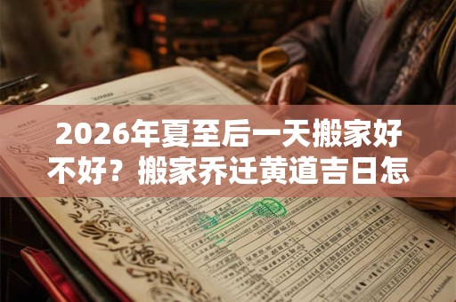 2026年夏至后一天搬家好不好？搬家乔迁黄道吉日怎么看？